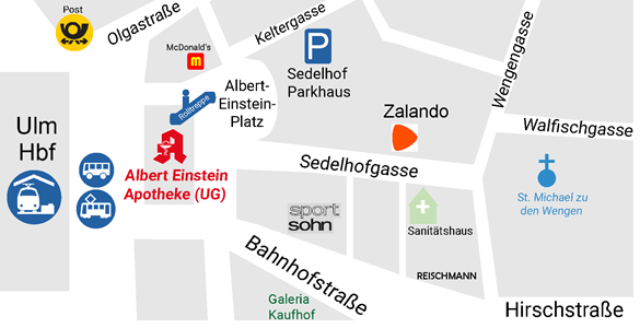 Wegbeschreibung Karte Ulm City